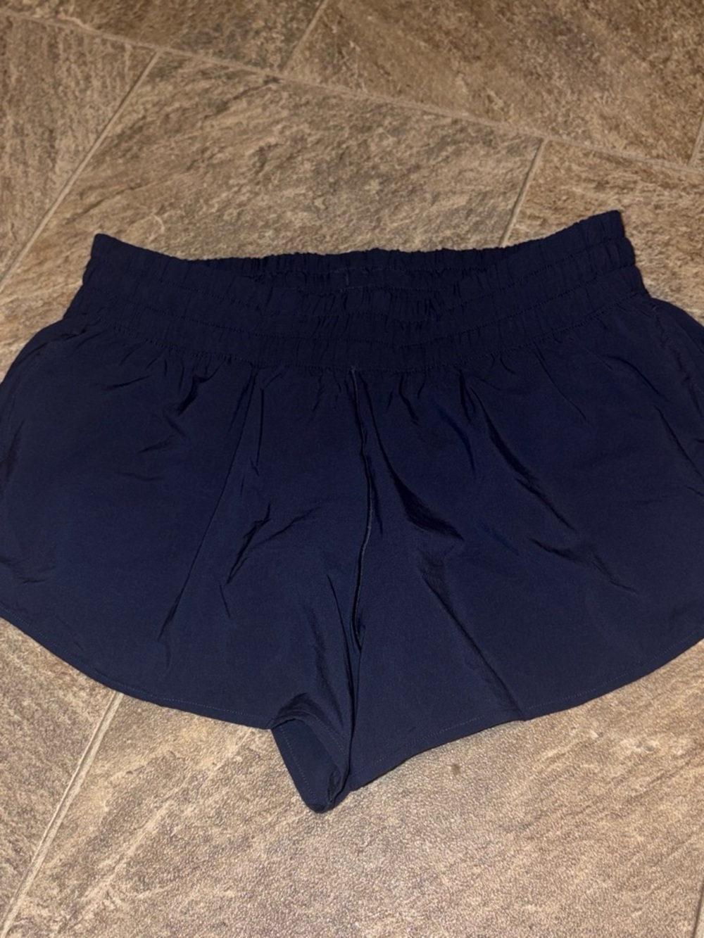 aerie Navy Smocked-Waist Athletic Shorts